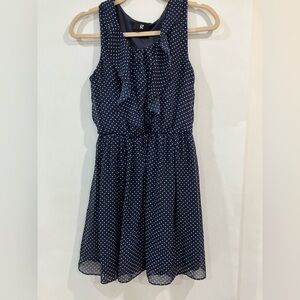 Iz Byer Dark Blue dress with White Dots